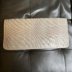 COLE HAAN WOVEN Oversized Large CLUTCH Almond Weave Genevieve Bag   New